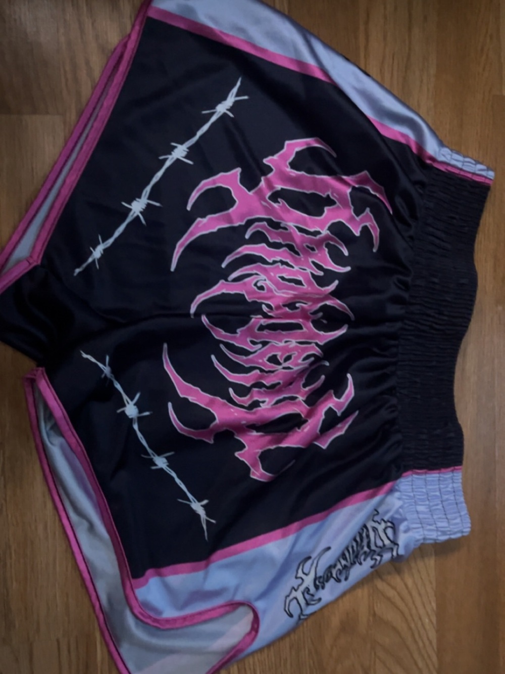 Hollister Black Athletic Shorts with Pink Graphic Trim